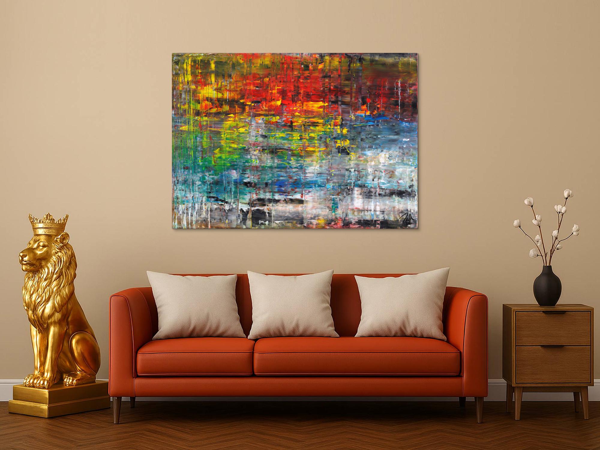 Sehr buntes abstraktes Gemälde aus Acryl modern viele Farben