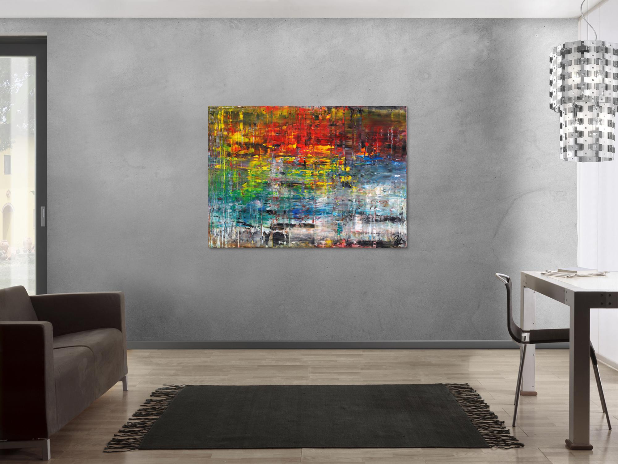 Sehr buntes abstraktes Gemälde aus Acryl modern viele Farben