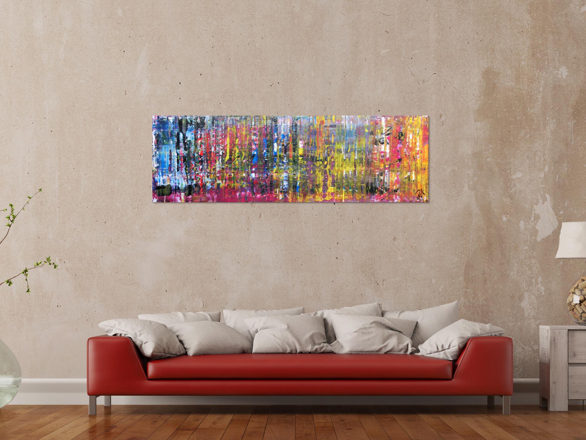 Buntes abstraktes Gemälde schmal modern viele Farben
