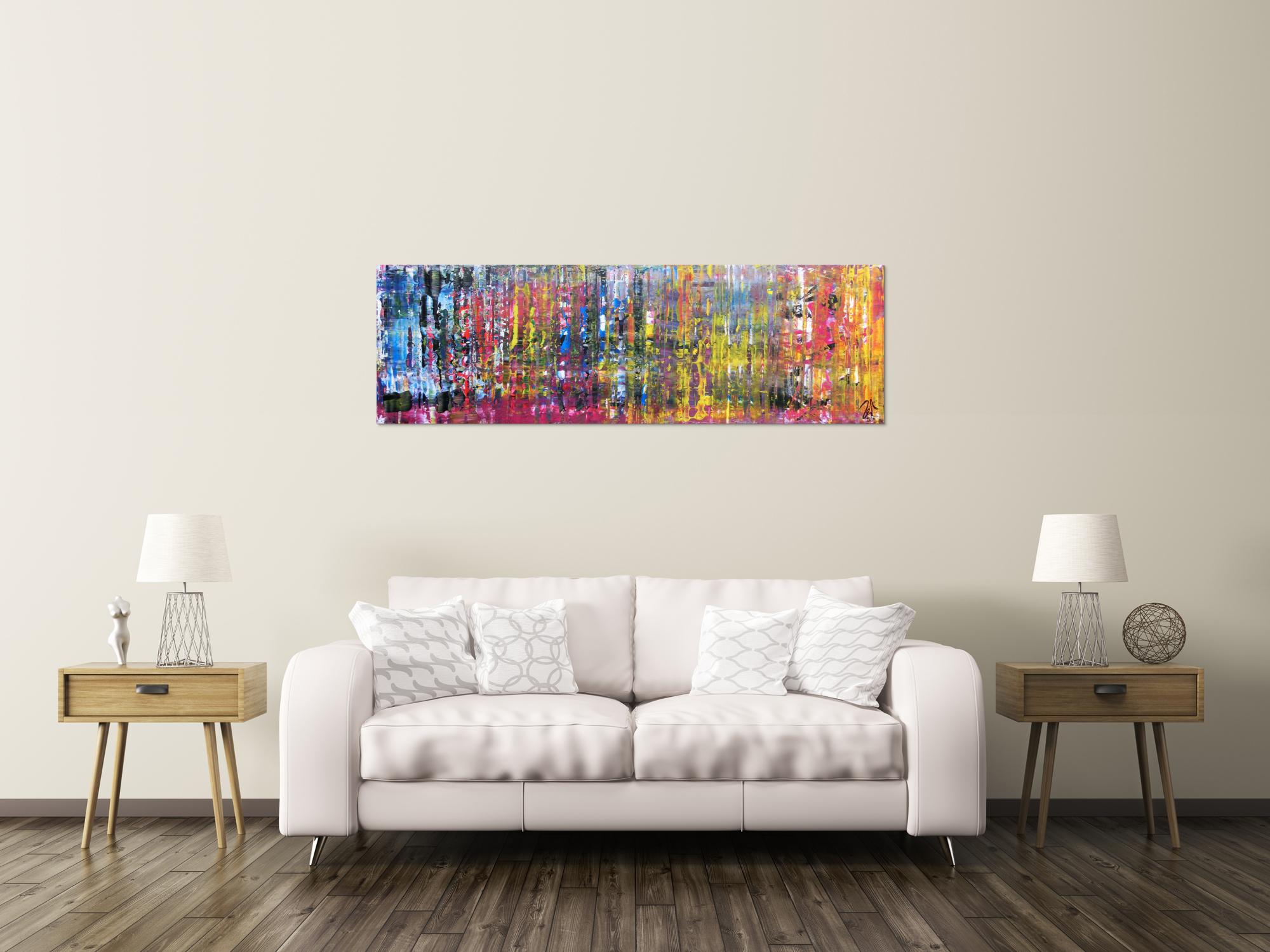 Buntes abstraktes Gemälde schmal modern viele Farben