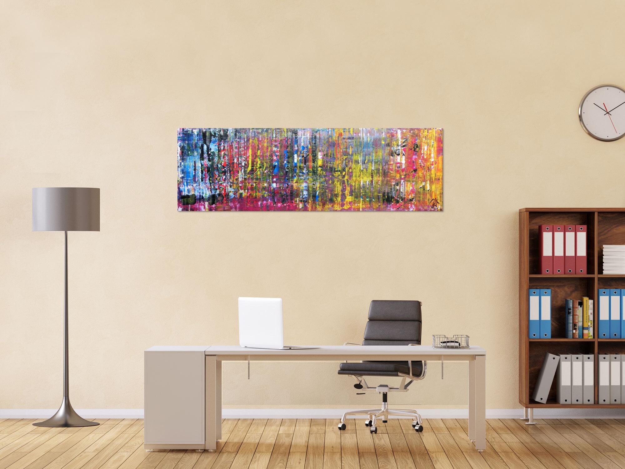 Buntes abstraktes Gemälde schmal modern viele Farben