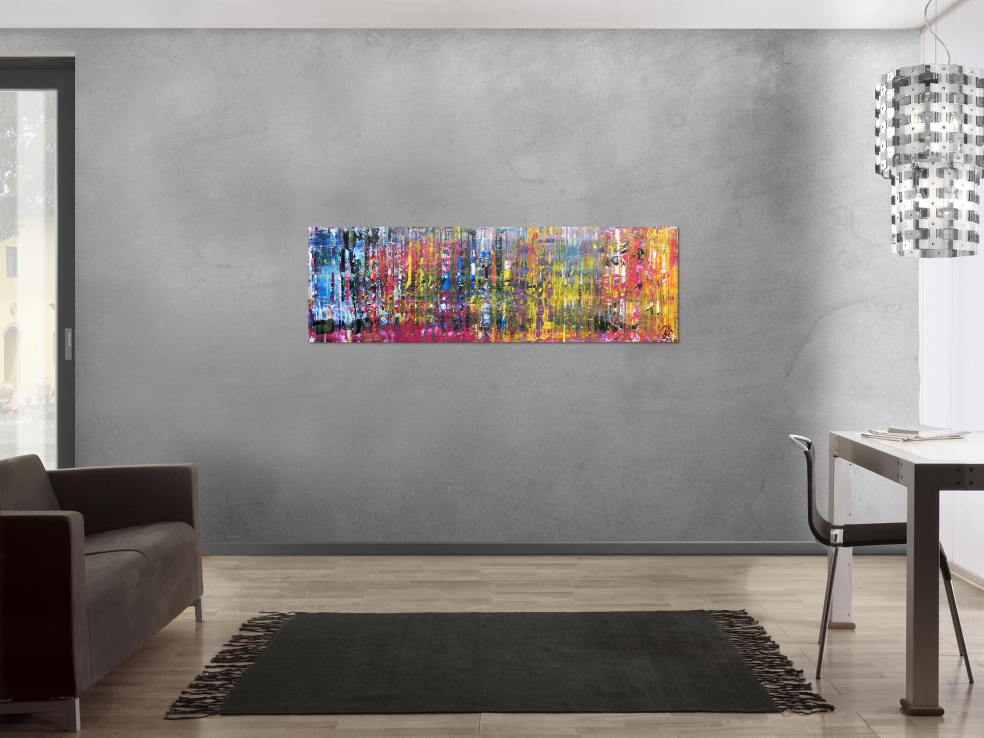 Buntes abstraktes Gemälde schmal modern viele Farben