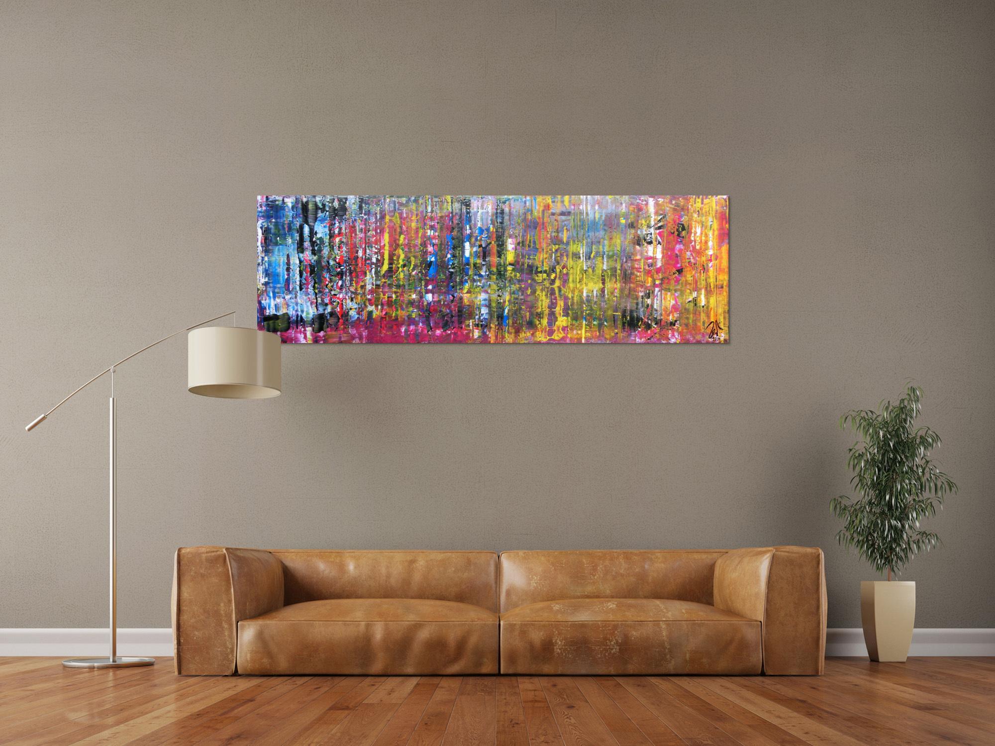 Buntes abstraktes Gemälde schmal modern viele Farben