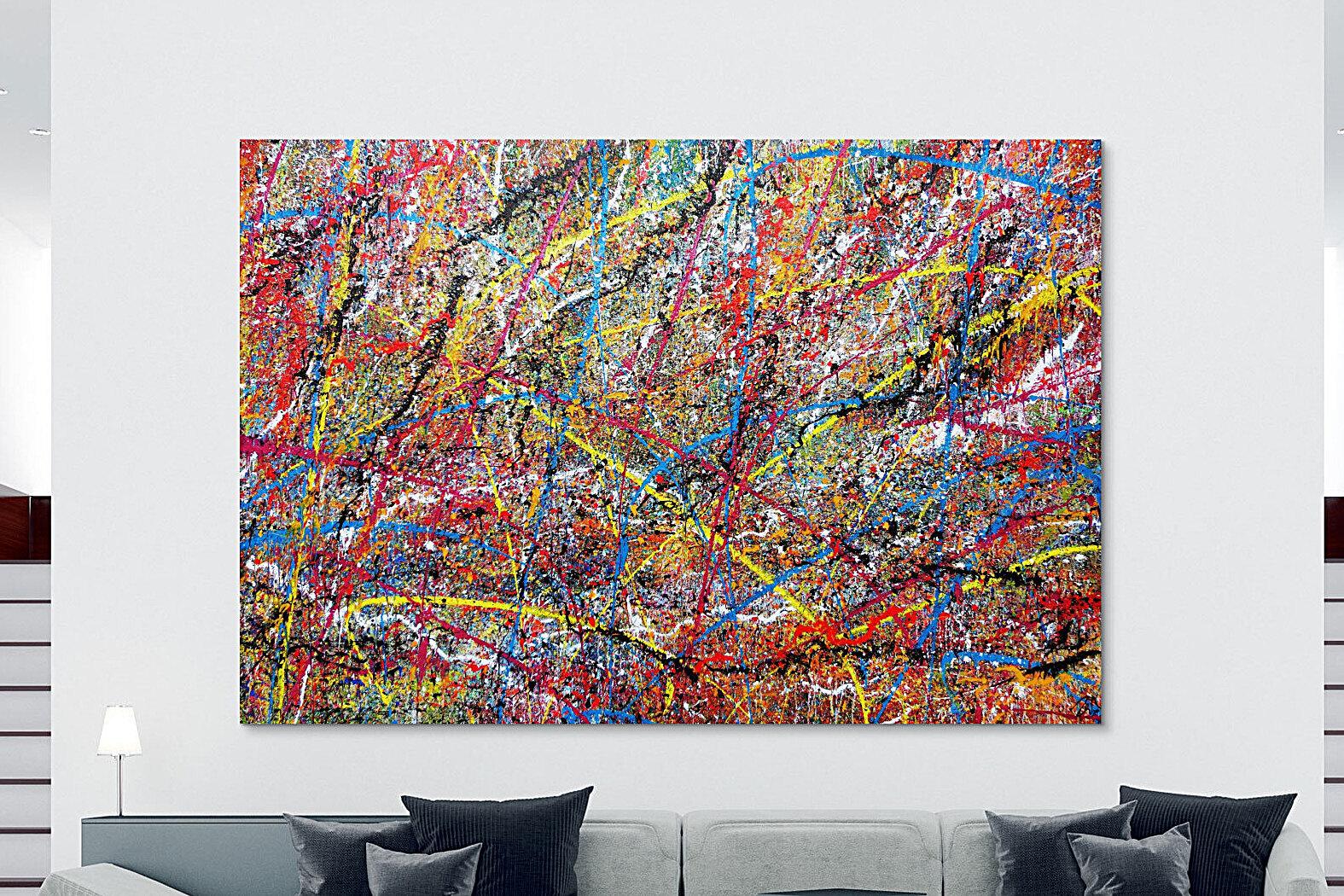 Abstraktes Kunstwerk in Rot und Orange