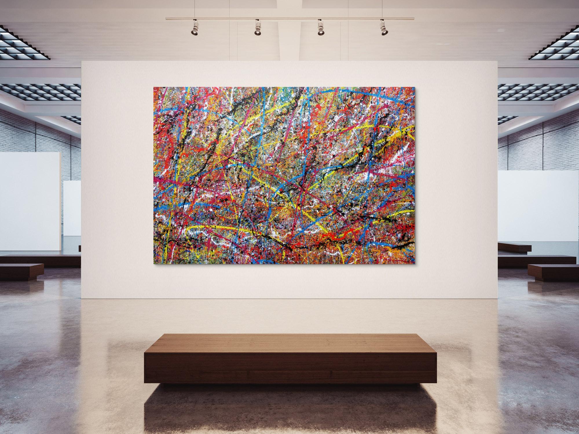 Abstraktes Kunstwerk in Rot und Orange
