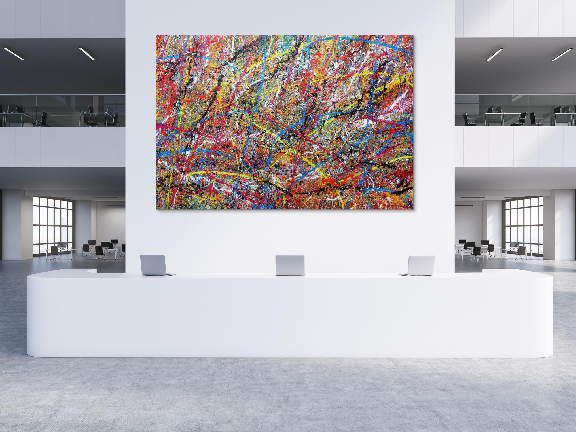 Abstraktes Kunstwerk in Rot und Orange