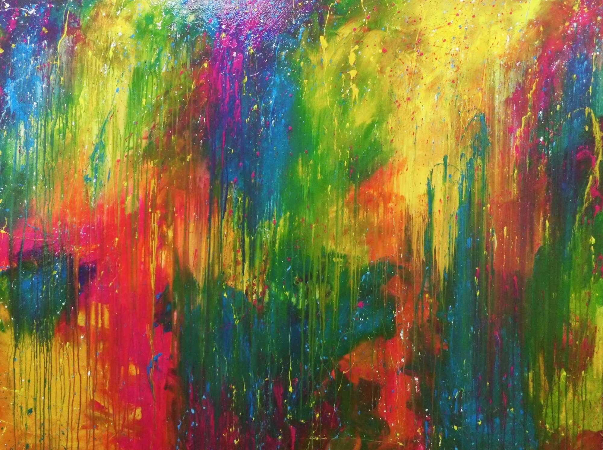 Modernes Gemälde sehr bunt abstrakt viele Farben