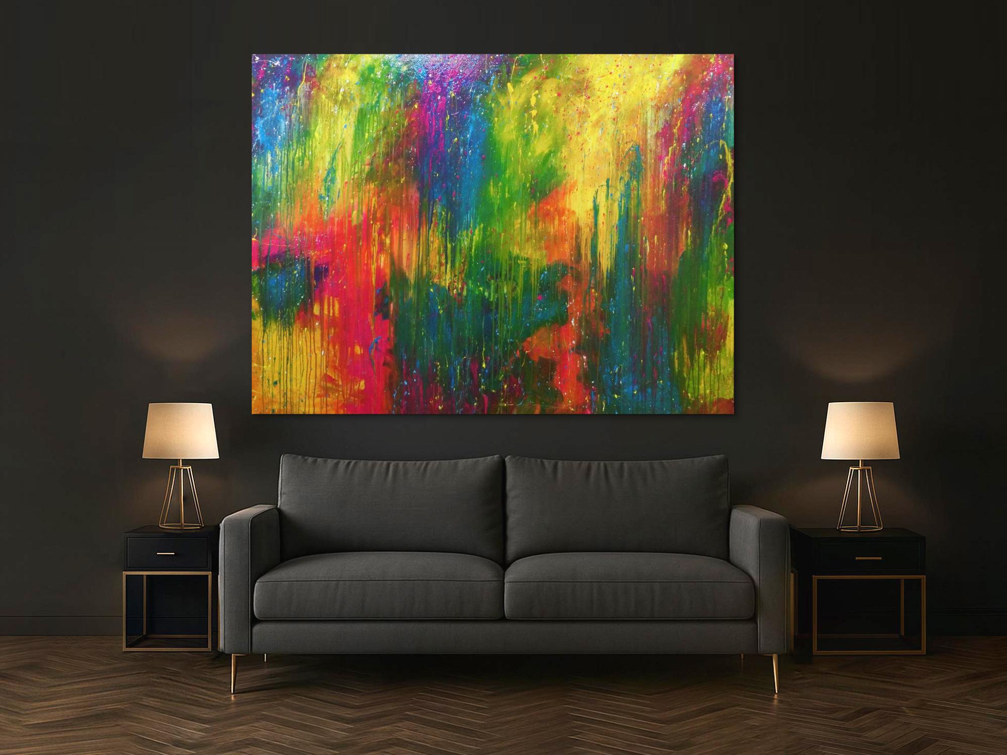 Modernes Gemälde sehr bunt abstrakt viele Farben