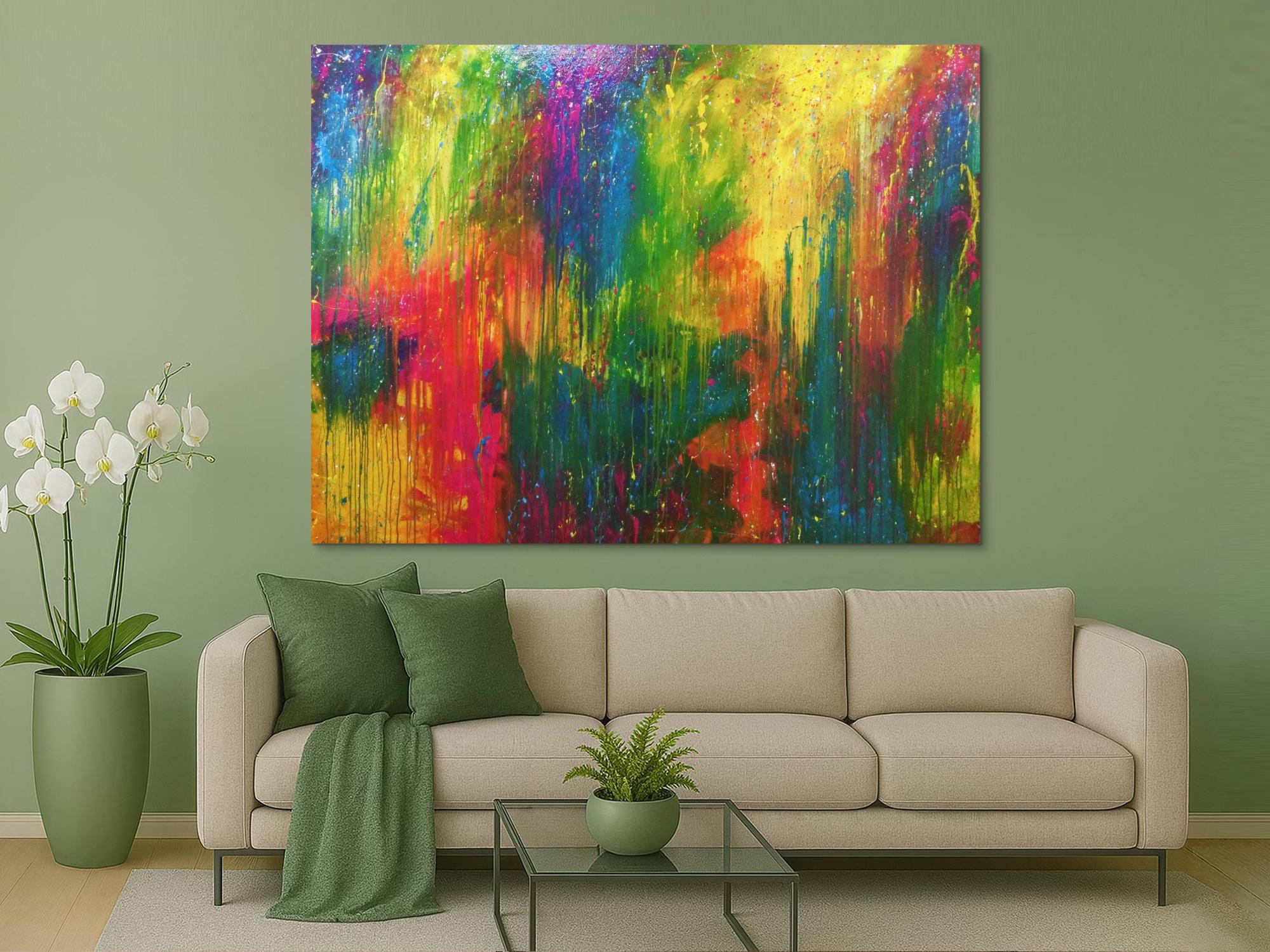 Modernes Gemälde sehr bunt abstrakt viele Farben