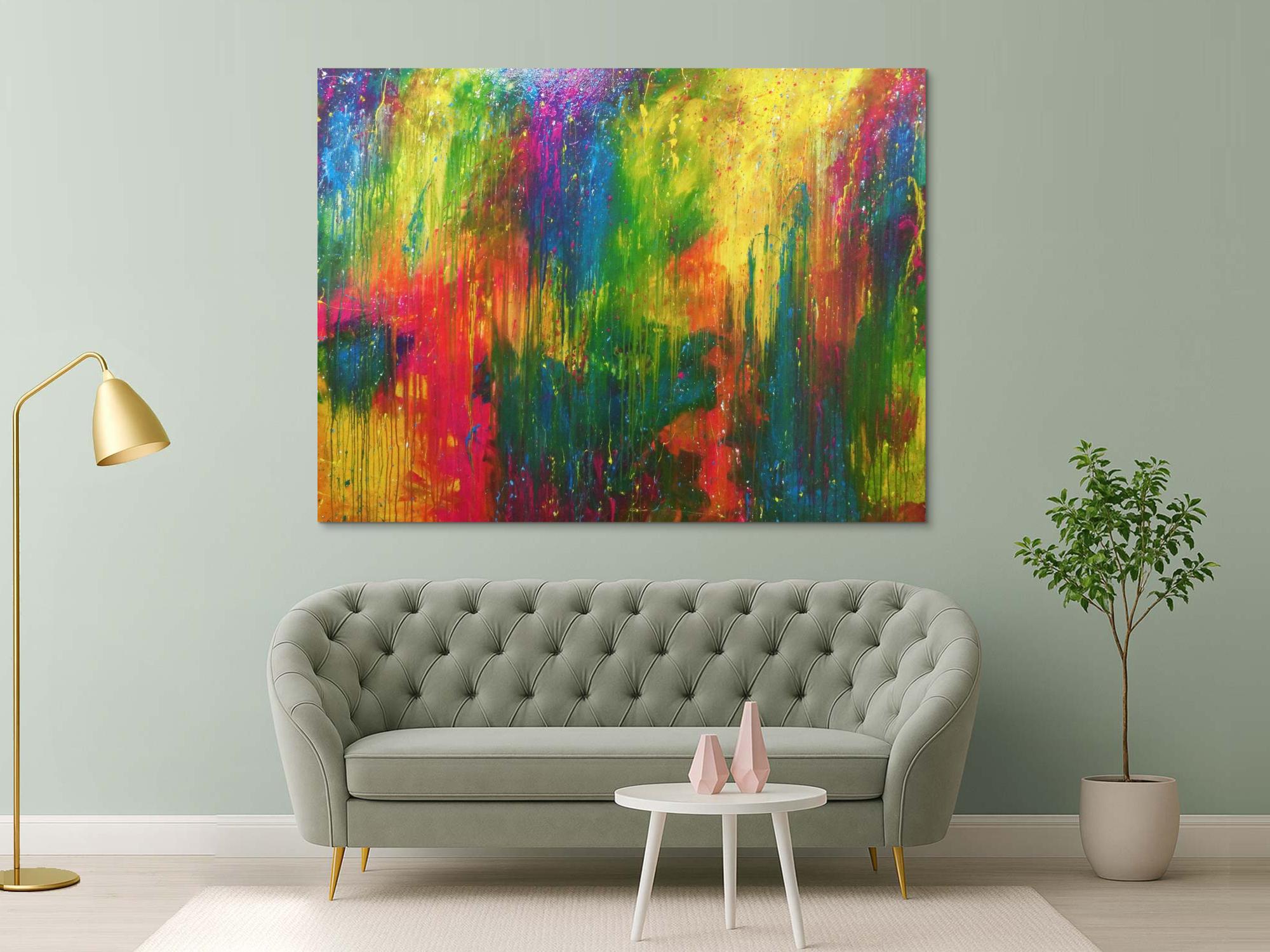 Modernes Gemälde sehr bunt abstrakt viele Farben