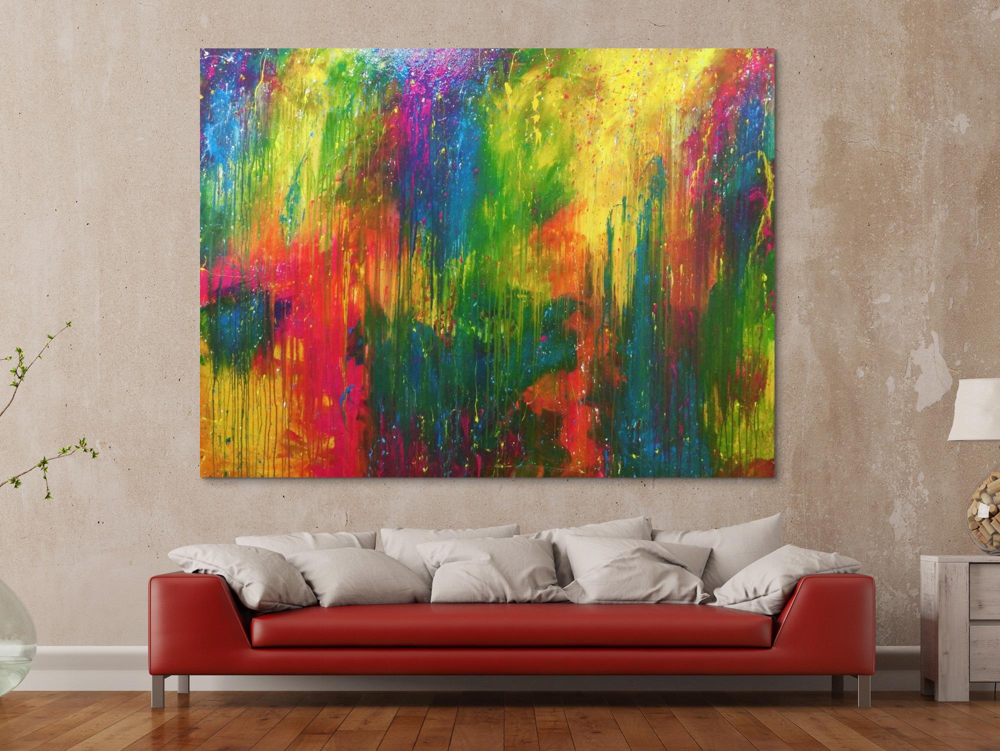 Modernes Gemälde sehr bunt abstrakt viele Farben