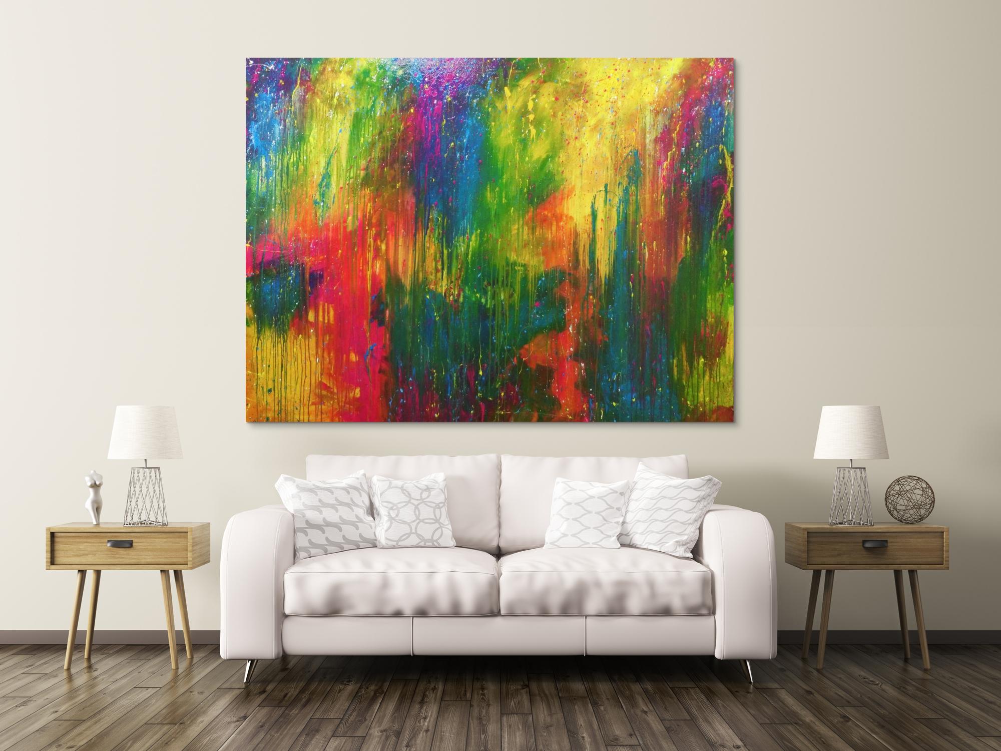 Modernes Gemälde sehr bunt abstrakt viele Farben