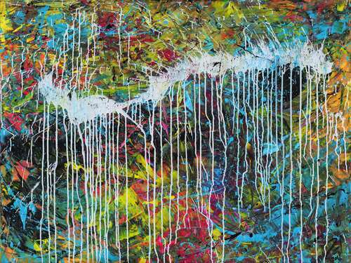 Abstraktes Acrylgemälde modern bunt zeitgenössisch