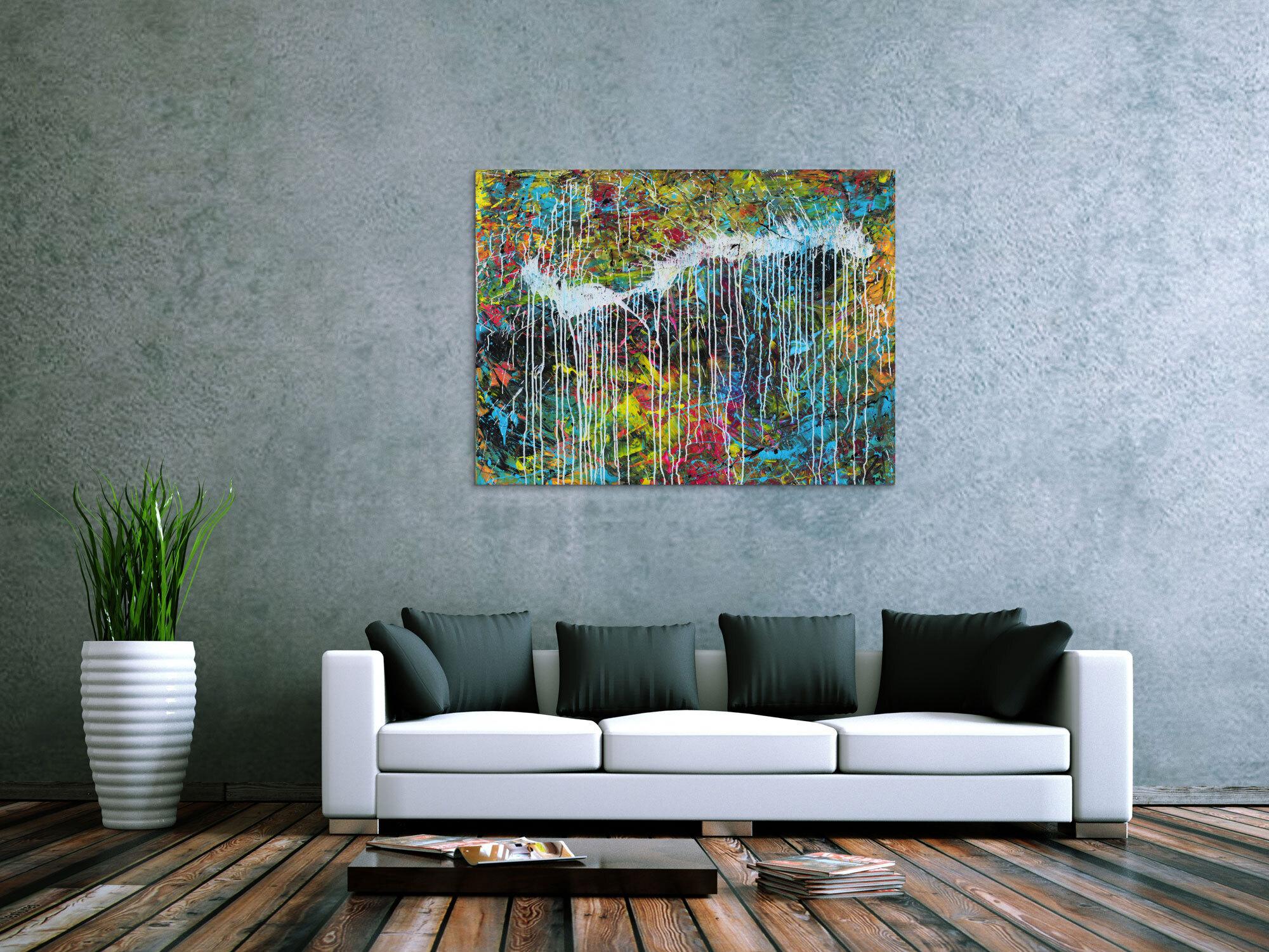 Abstraktes Acrylgemälde modern bunt zeitgenössisch