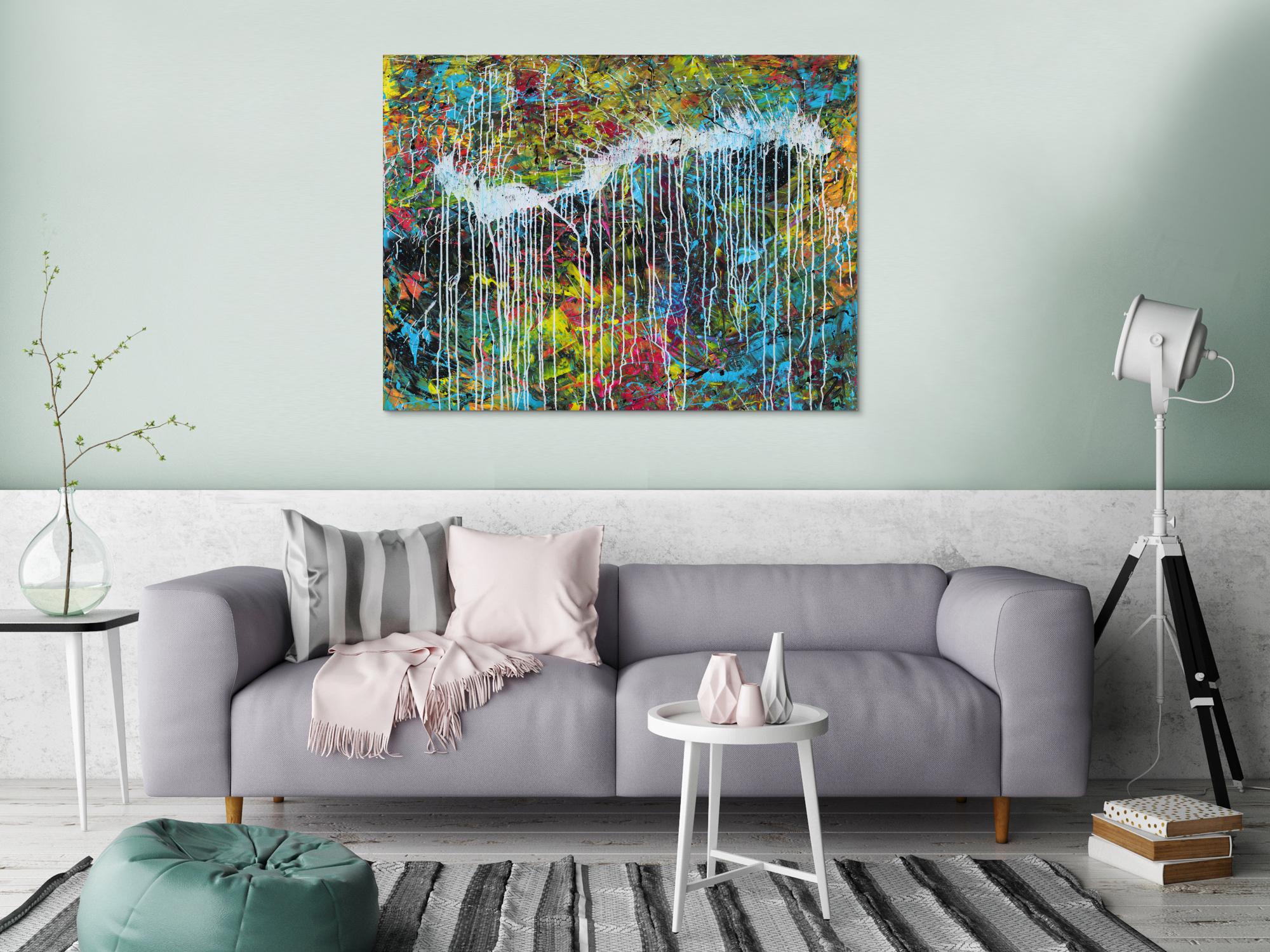 Abstraktes Acrylgemälde modern bunt zeitgenössisch