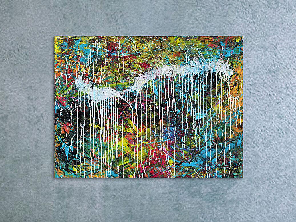 Abstraktes Acrylgemälde modern bunt zeitgenössisch
