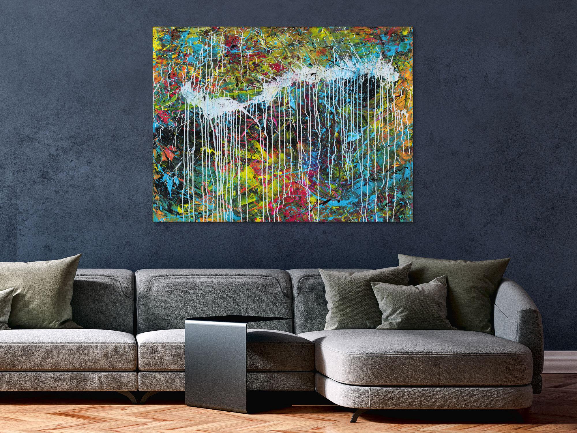 Abstraktes Acrylgemälde modern bunt zeitgenössisch