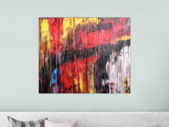 Abstraktes Acrylgemälde modern rot schwarz weiß