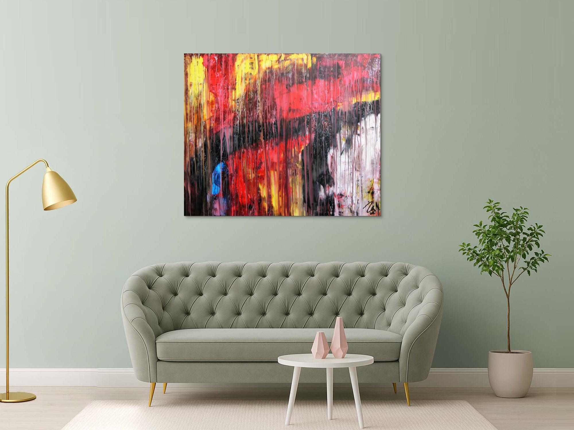 Abstraktes Acrylgemälde modern rot schwarz weiß