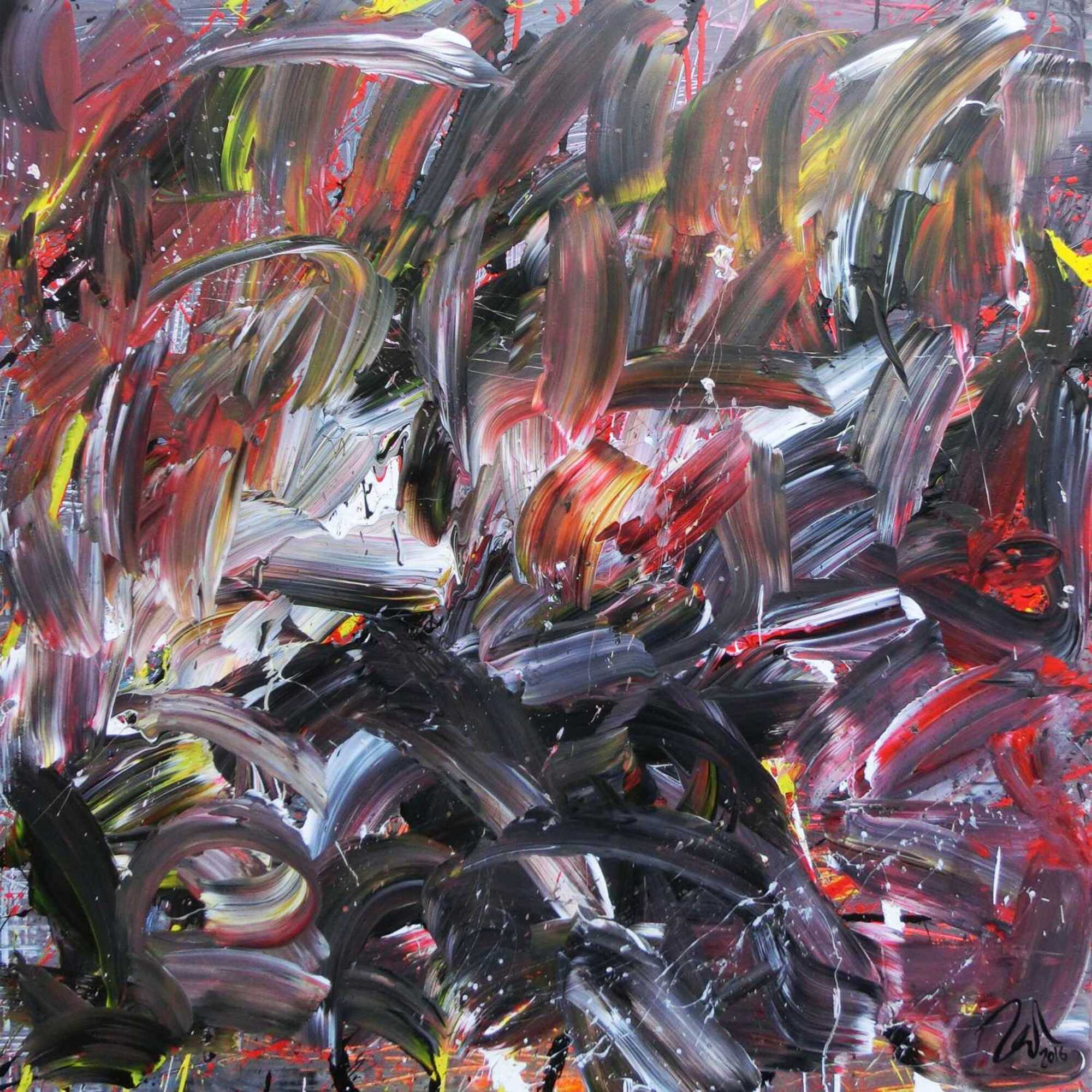 Abstraktes Gemälde Acryl auf Leinwand modern dunkel