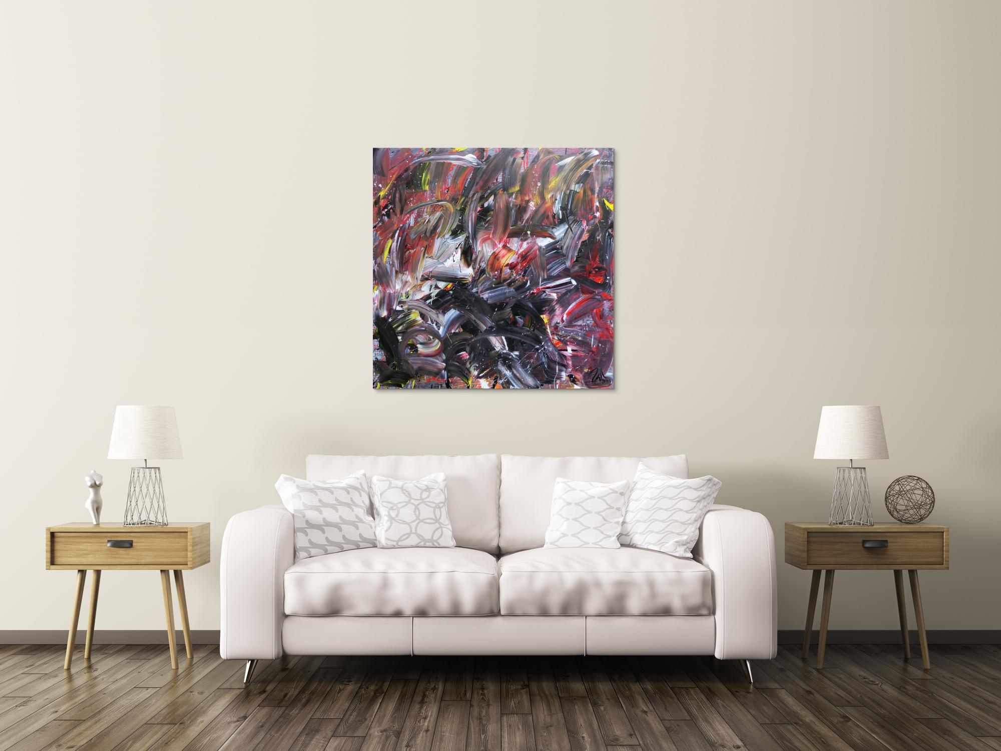 Abstraktes Gemälde Acryl auf Leinwand modern dunkel