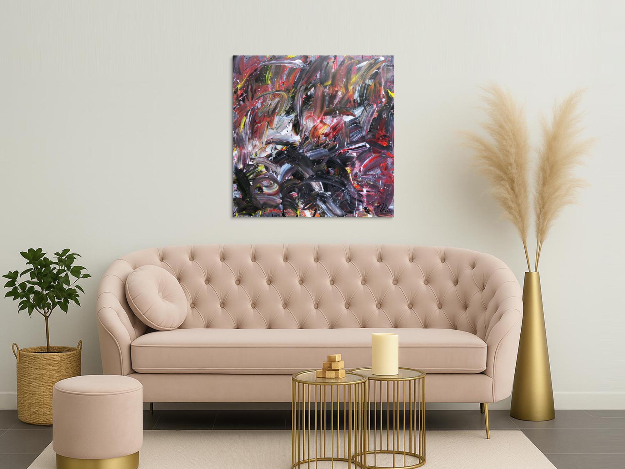 Abstraktes Gemälde Acryl auf Leinwand modern dunkel