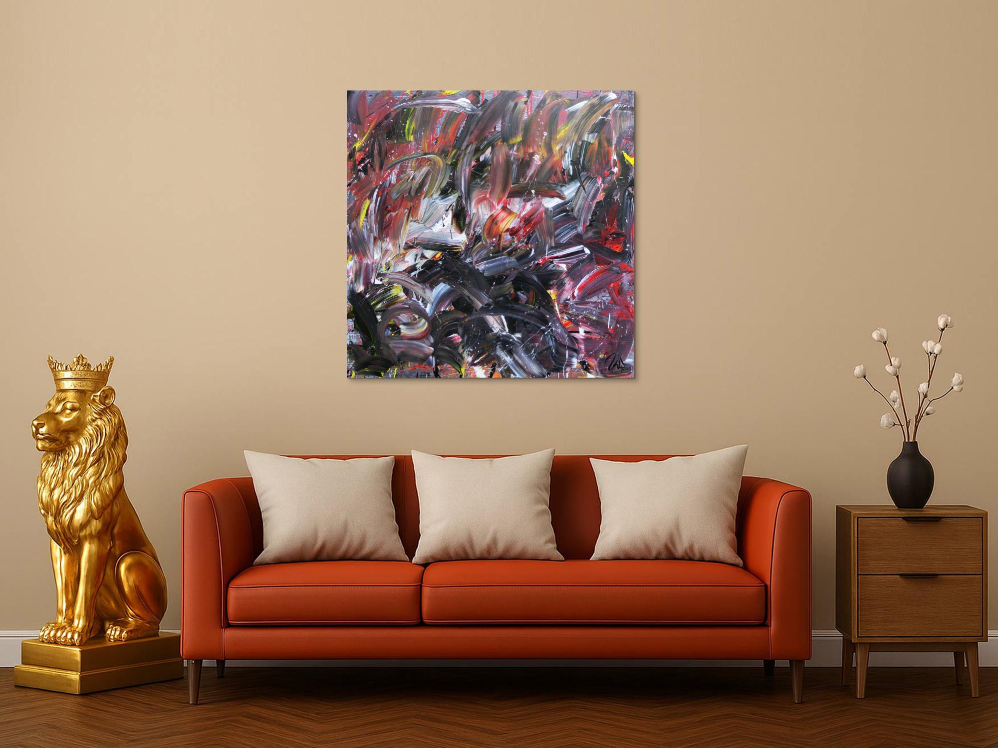 Abstraktes Gemälde Acryl auf Leinwand modern dunkel