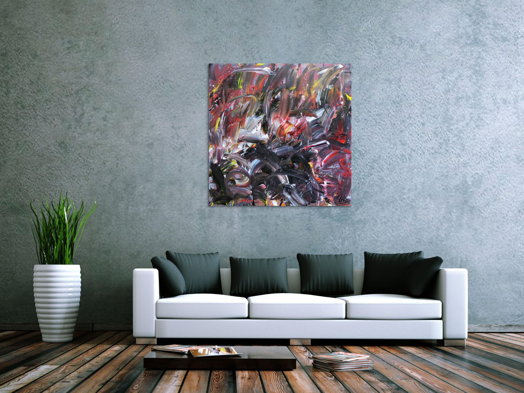 Abstraktes Gemälde Acryl auf Leinwand modern dunkel