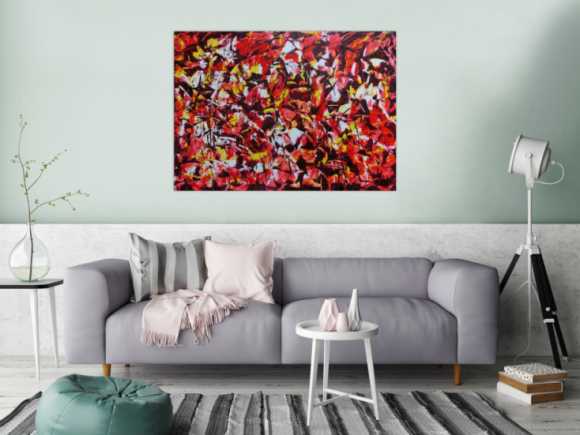 Modernes Acrylgemälde abstrakt rot gelb weiß
