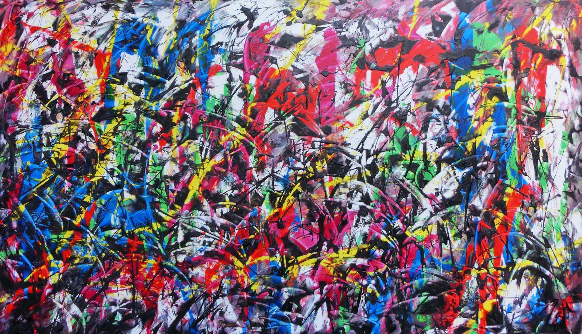 Sehr buntes abstraktes Gemälde viele Farben modern fröhlich