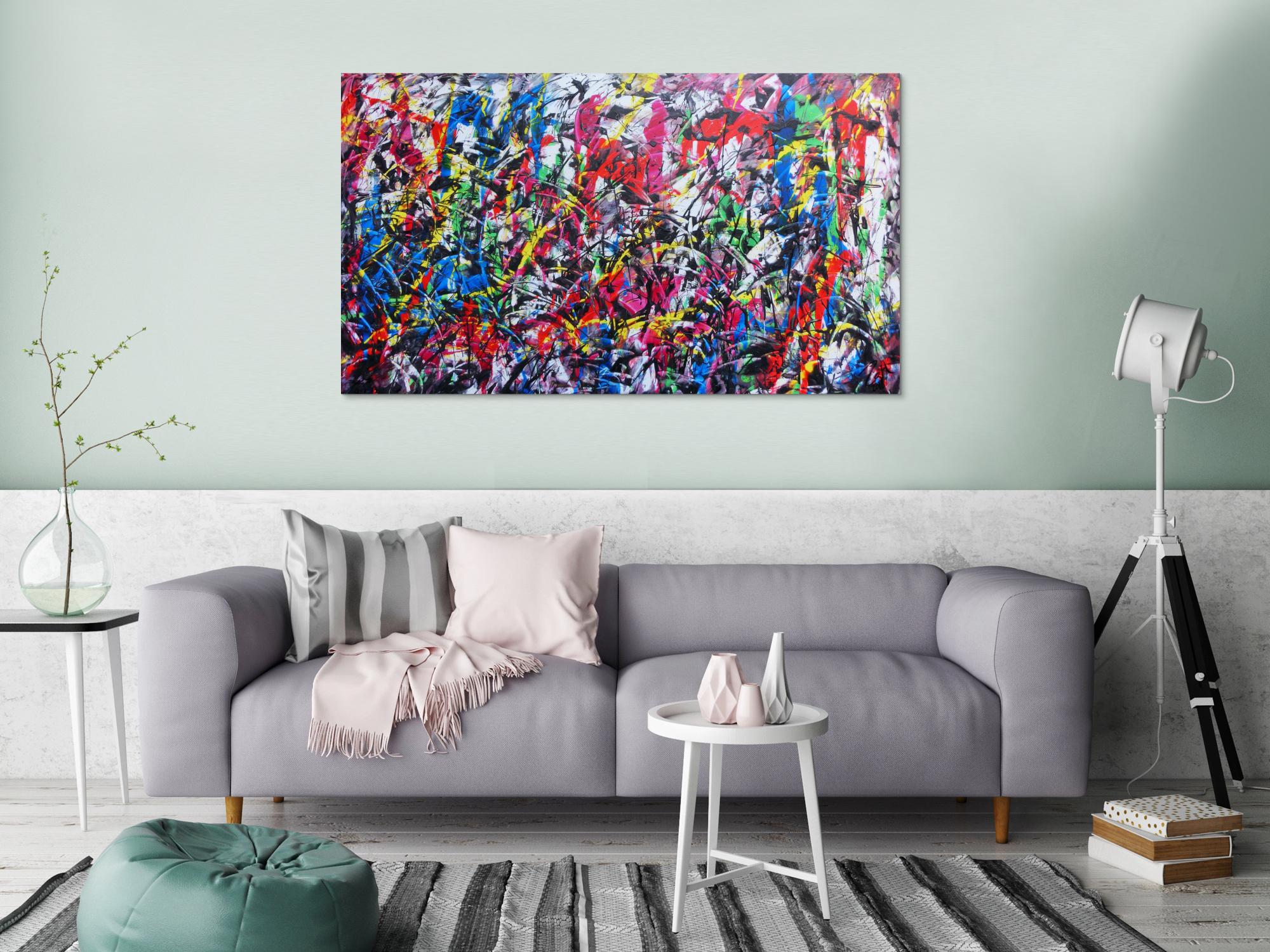 Sehr buntes abstraktes Gemälde viele Farben modern fröhlich