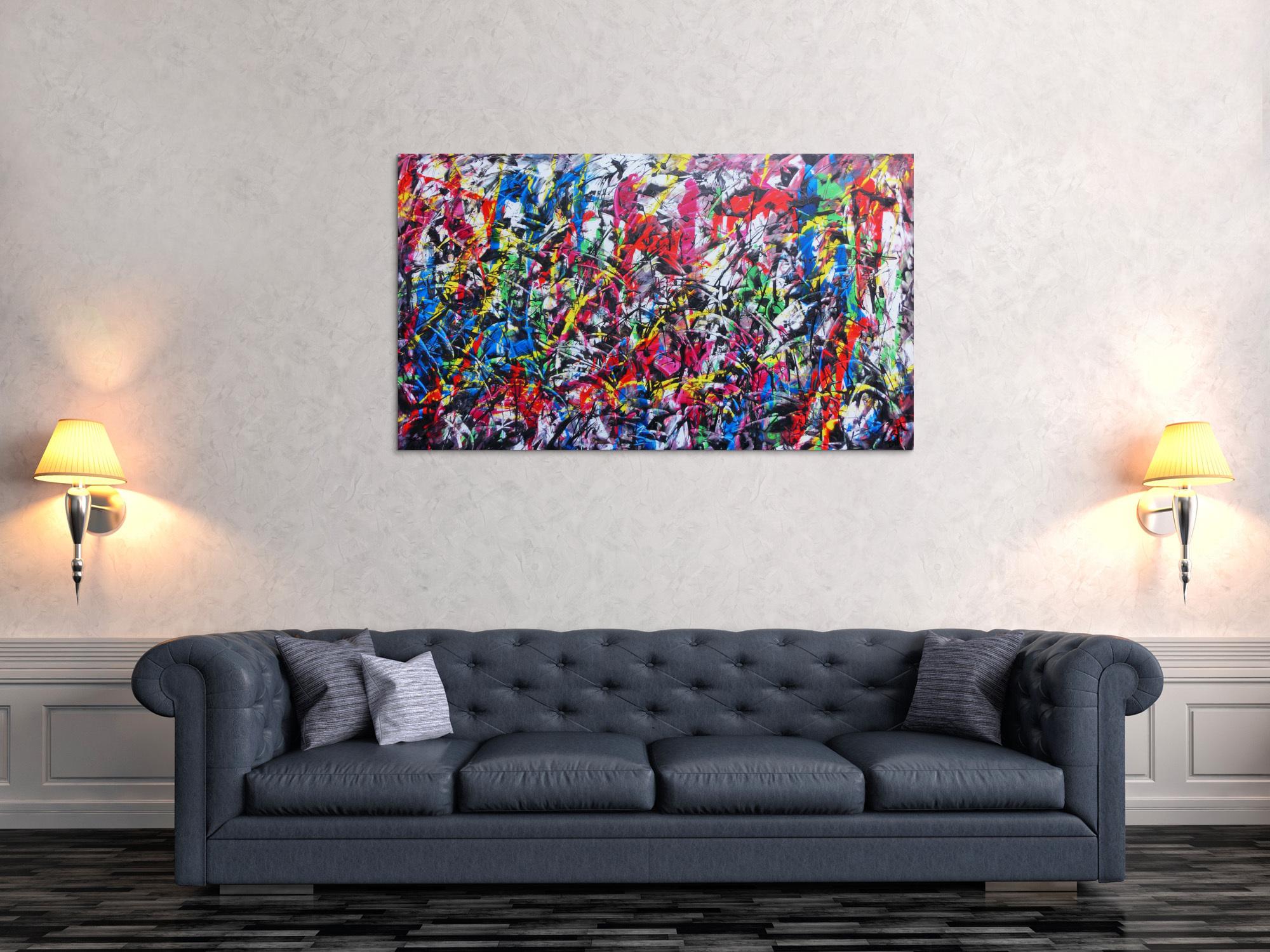 Sehr buntes abstraktes Gemälde viele Farben modern fröhlich