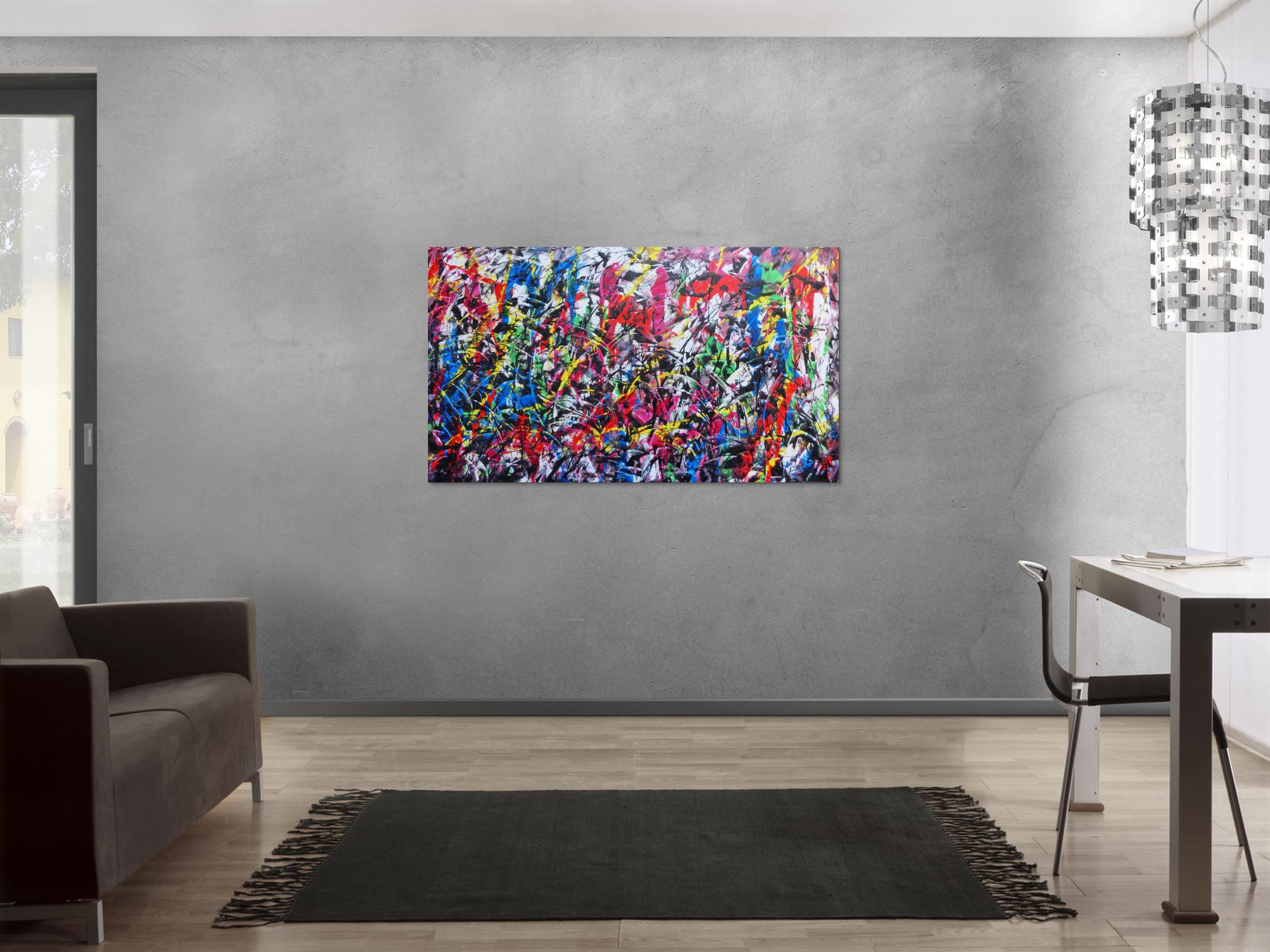 Sehr buntes abstraktes Gemälde viele Farben modern fröhlich