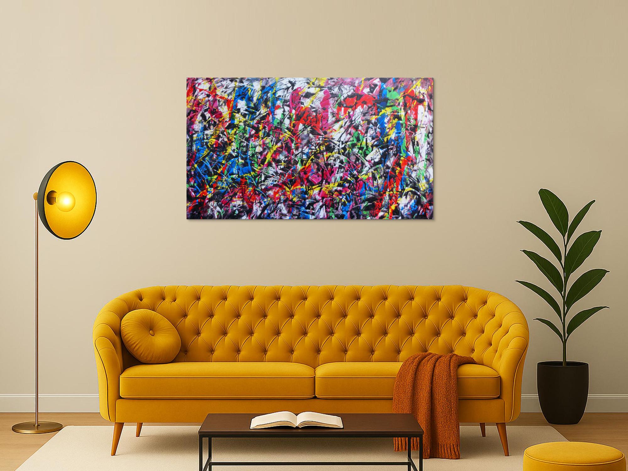 Sehr buntes abstraktes Gemälde viele Farben modern fröhlich