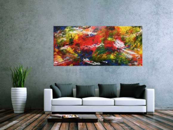 Modernes abstraktes Acrylgemälde sehr bunt viele Farben