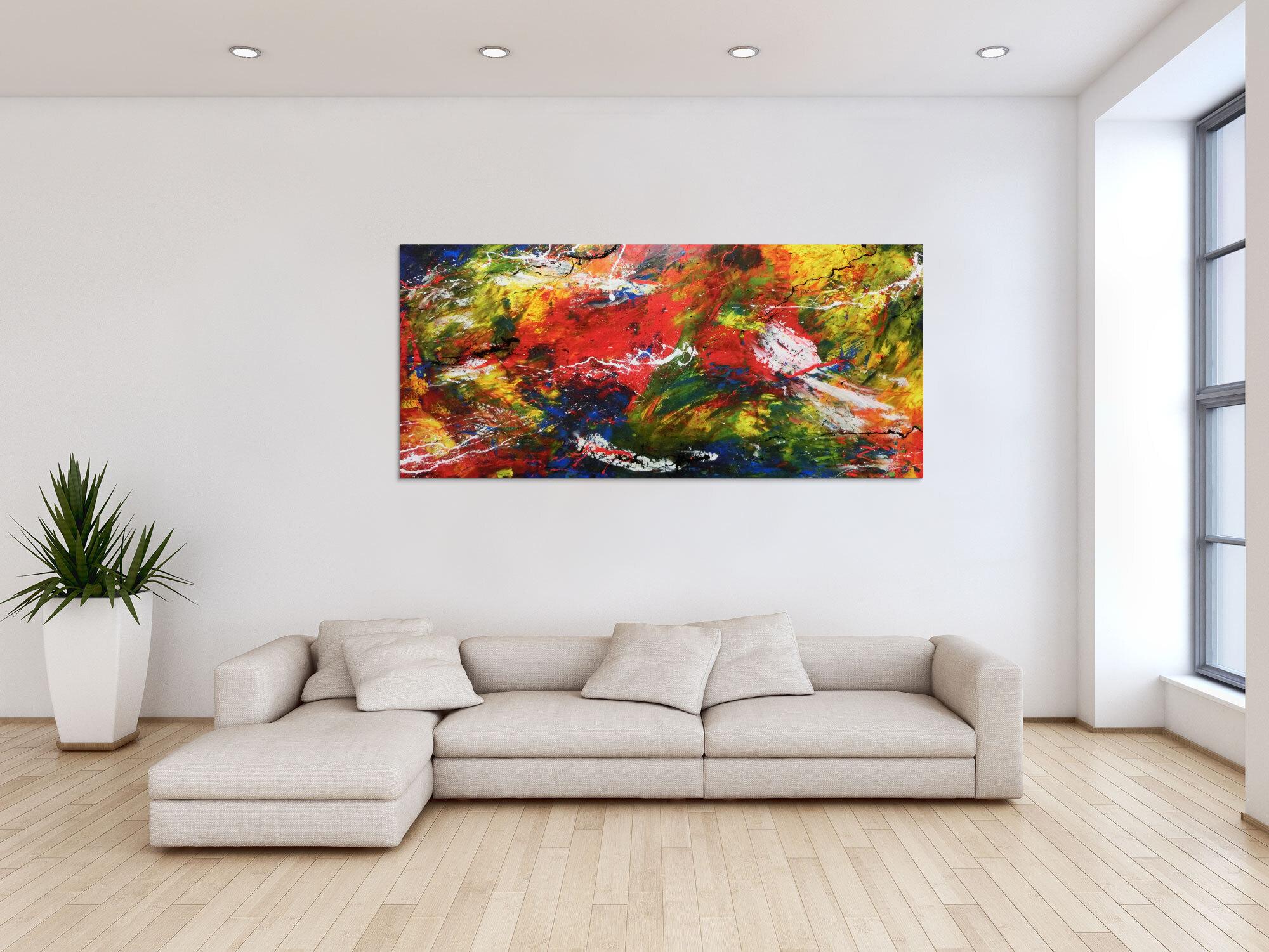 Modernes abstraktes Acrylgemälde sehr bunt viele Farben