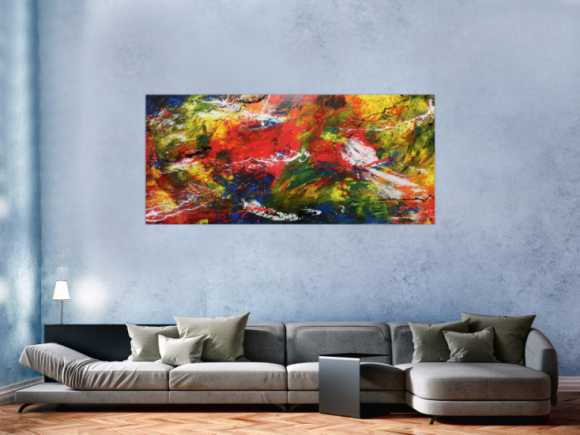 Modernes abstraktes Acrylgemälde sehr bunt viele Farben