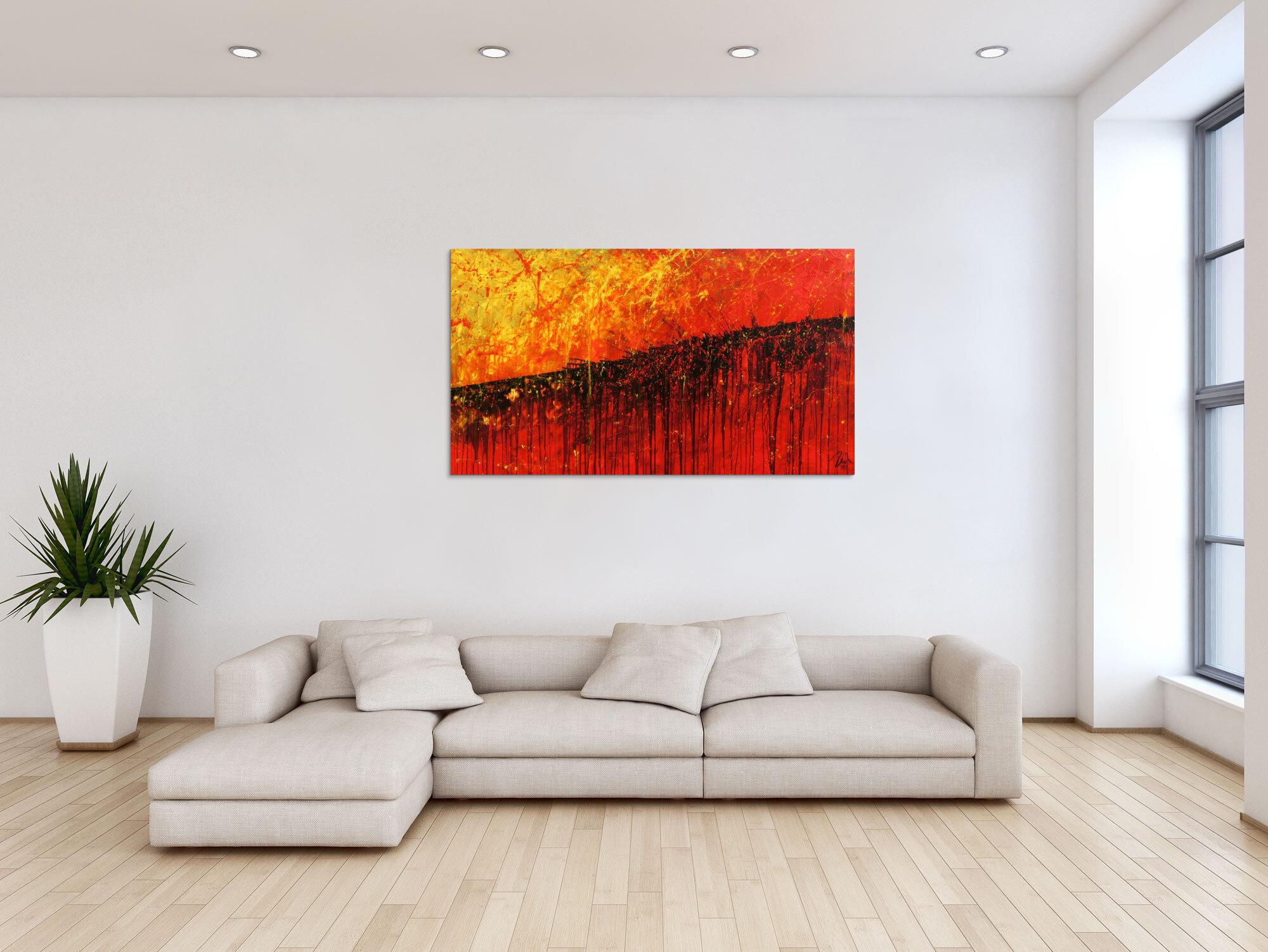 Starkes abstraktes Gemälde rot gelb schwarz sehr modern