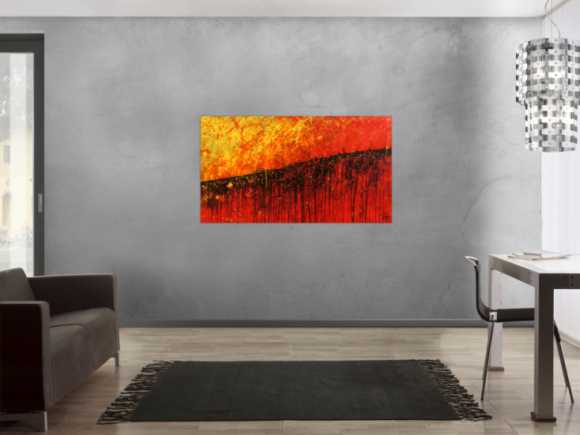 Starkes abstraktes Gemälde rot gelb schwarz sehr modern