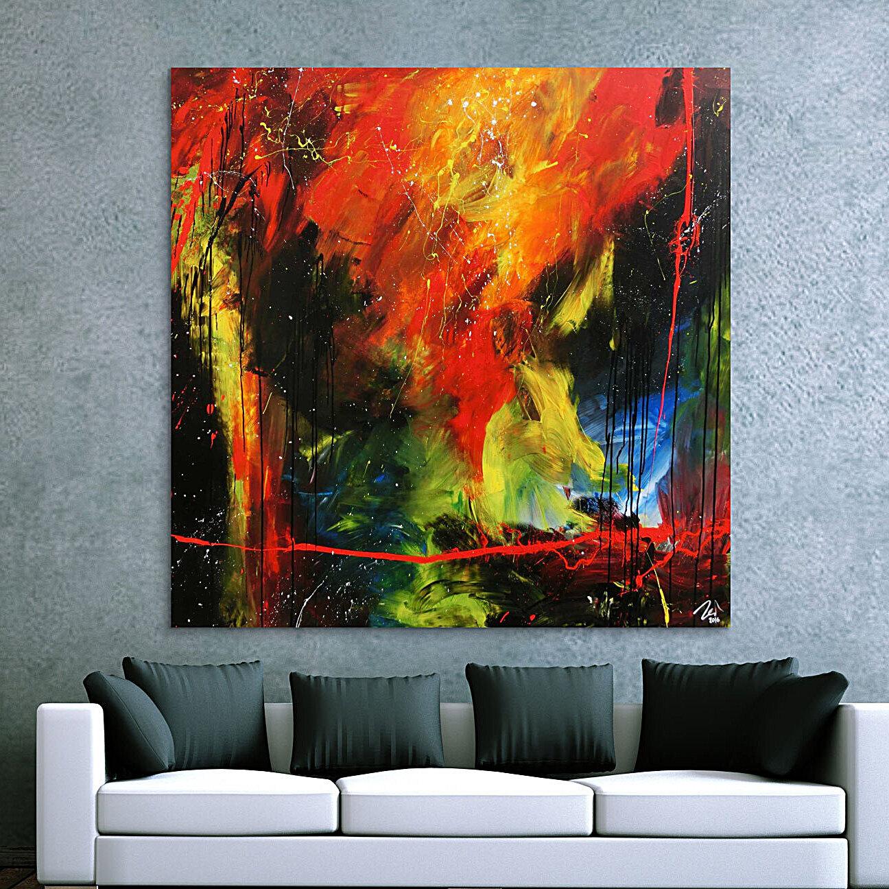 Abstraktes Kunstwerk in Rot und Orange