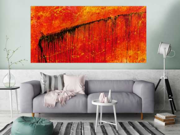 Abstraktes Gemälde in rot und orange sehr modern und ausdrucksstark
