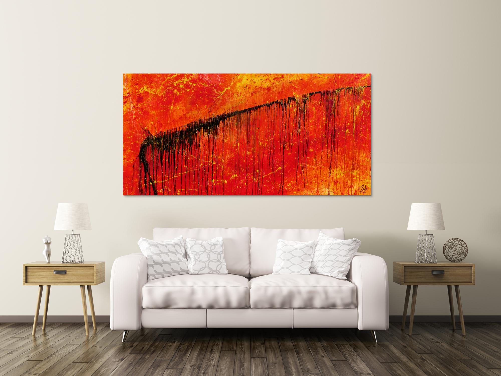 Abstraktes Gemälde in rot und orange sehr modern und ausdrucksstark