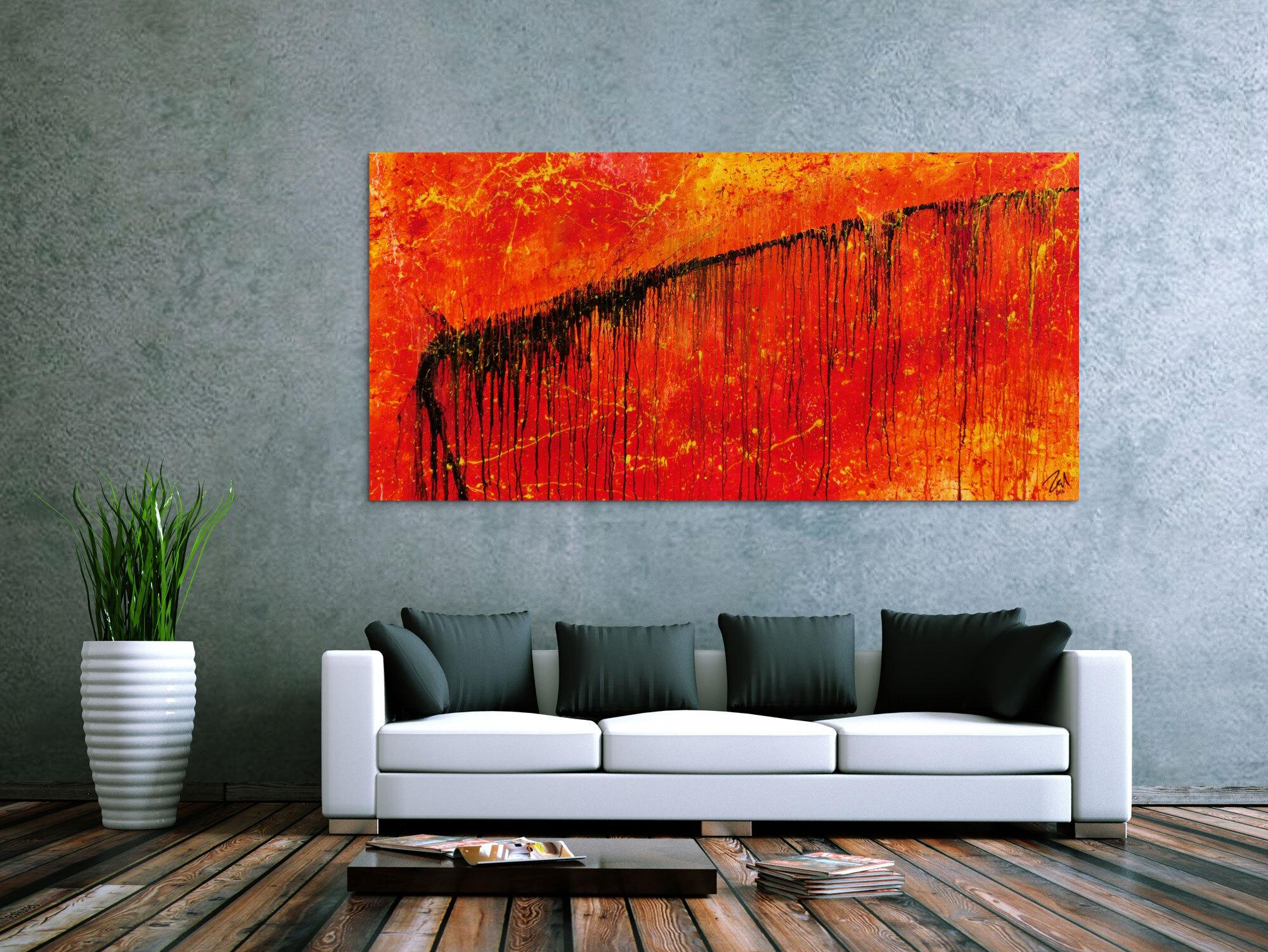 Abstraktes Gemälde in rot und orange sehr modern und ausdrucksstark