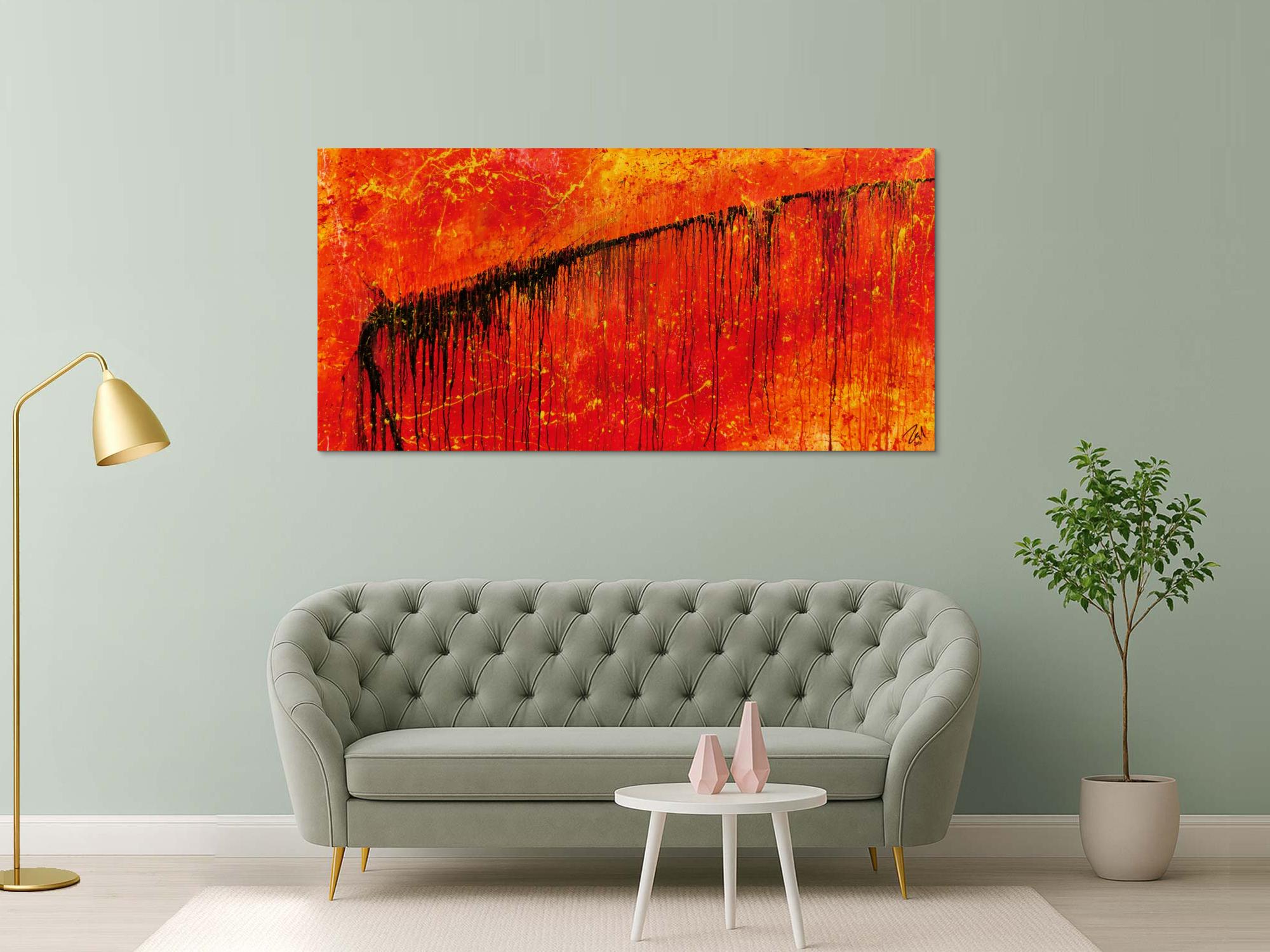 Abstraktes Gemälde in rot und orange sehr modern und ausdrucksstark