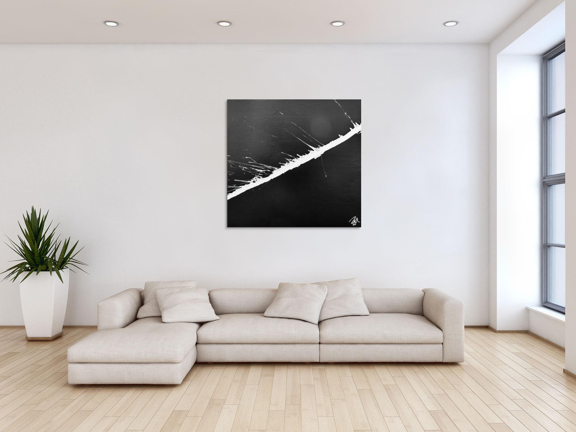 Minimalistisches abstraktes Gemälde schwarz weiß