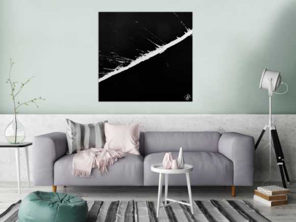 Minimalistisches abstraktes Gemälde schwarz weiß