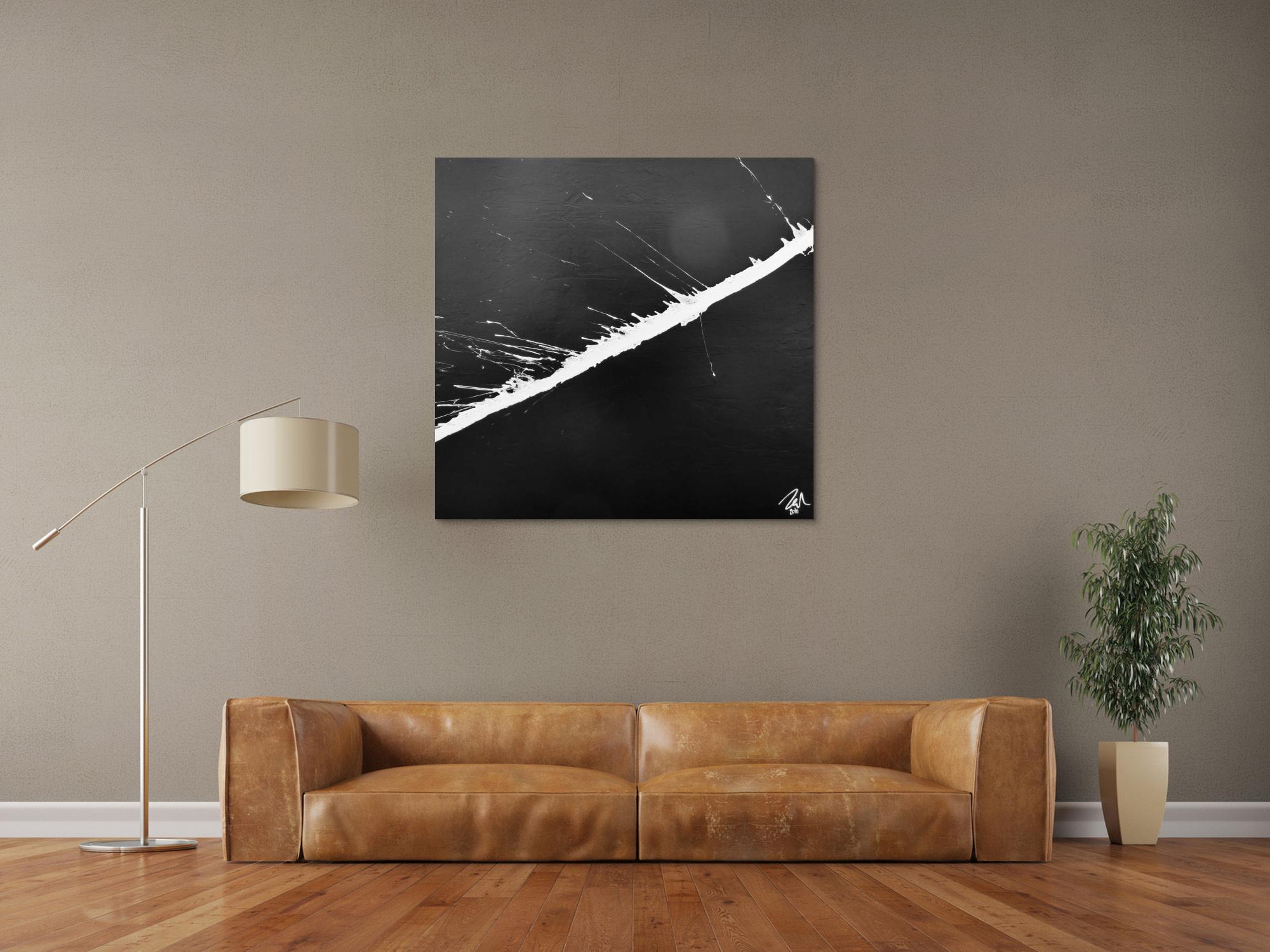 Minimalistisches abstraktes Gemälde schwarz weiß