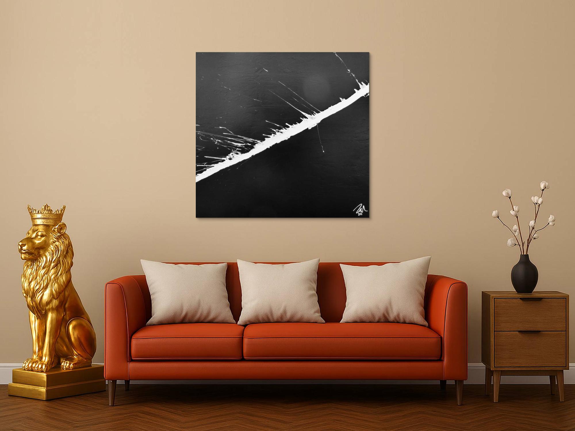 Minimalistisches abstraktes Gemälde schwarz weiß