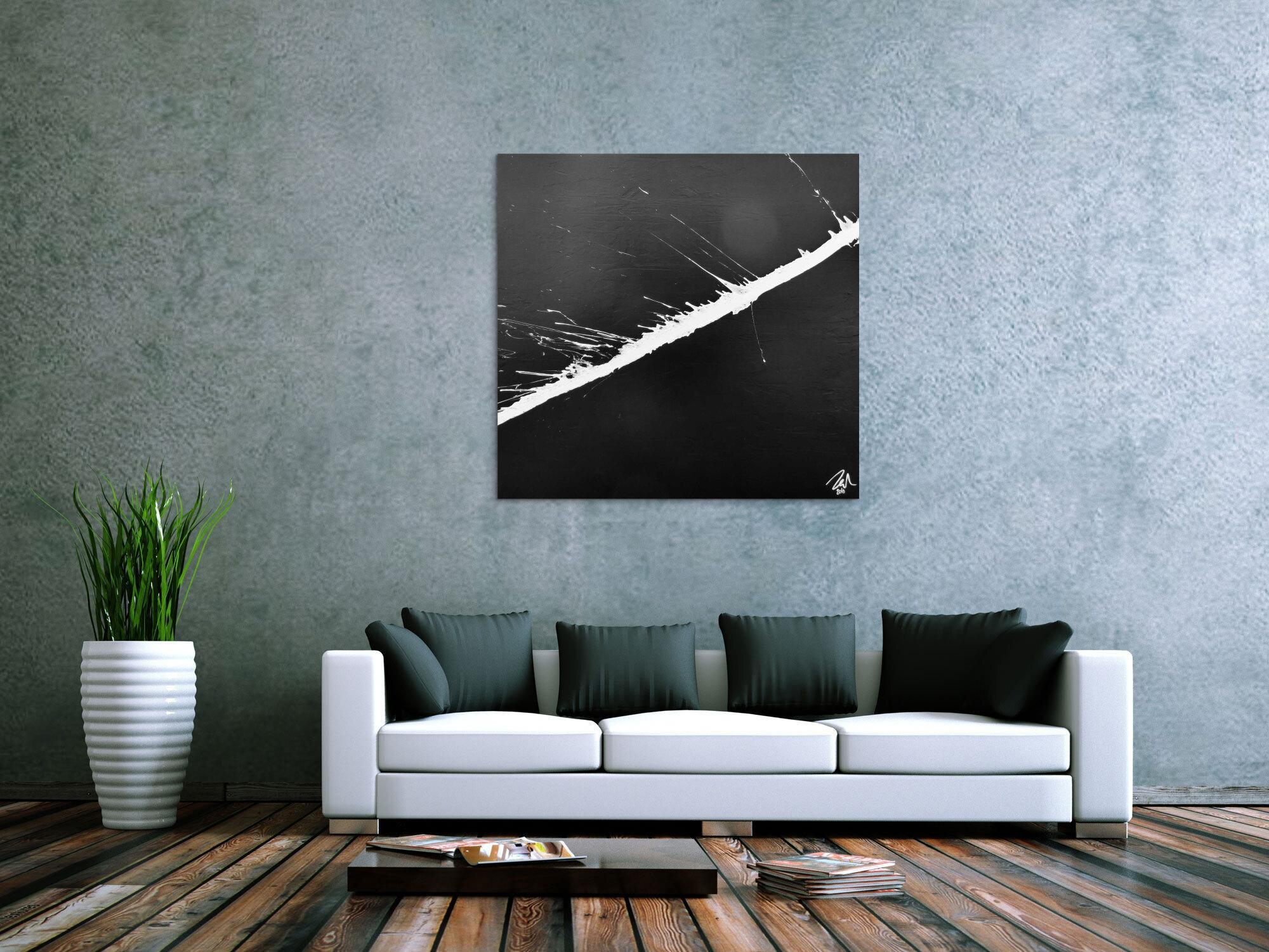 Minimalistisches abstraktes Gemälde schwarz weiß