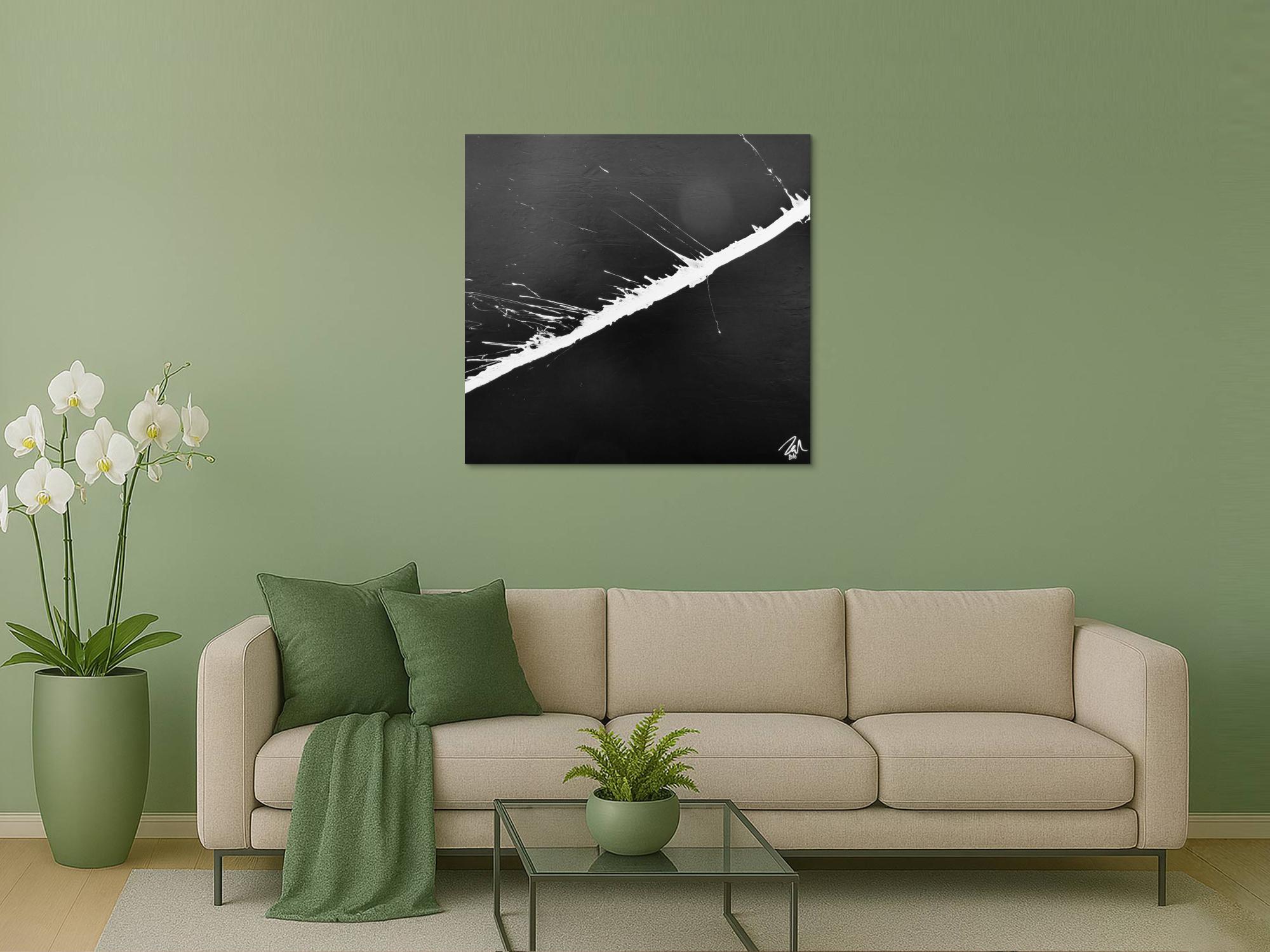 Minimalistisches abstraktes Gemälde schwarz weiß